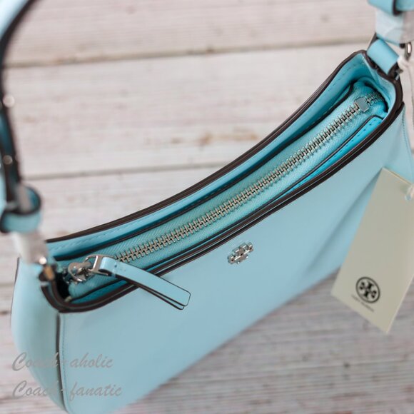 NWT Tory Burch Emerson Patent Leather Shoulder Bag in Light Celeste - Picture 8 of 10